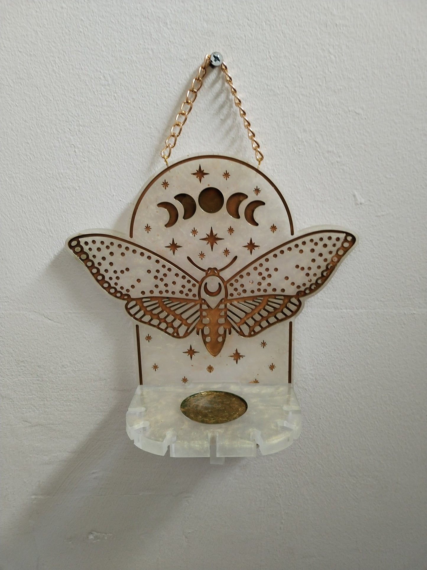 Moon Phase Moth Candle Holder/Holy Water Holder