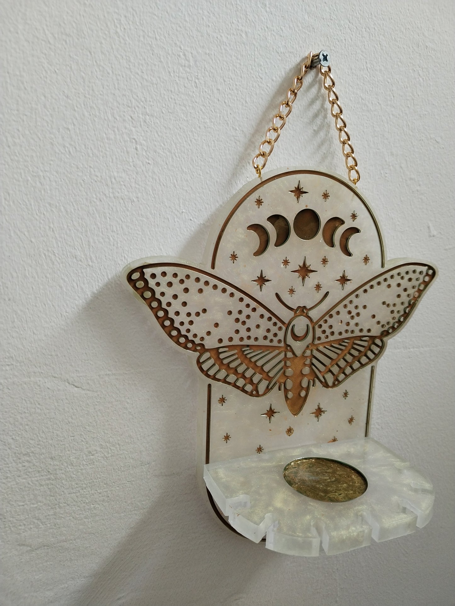 Moon Phase Moth Candle Holder/Holy Water Holder