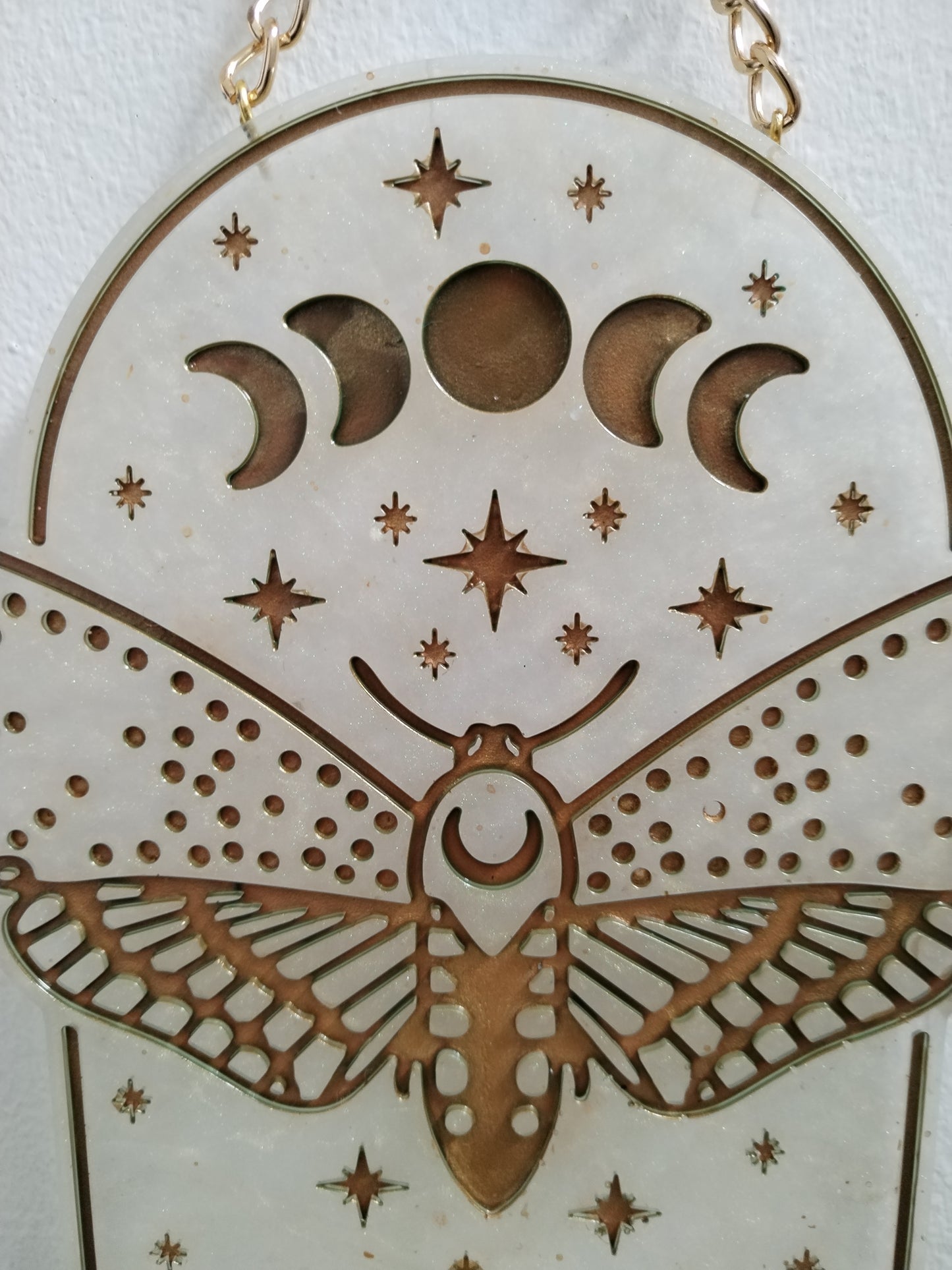 Moon Phase Moth Candle Holder/Holy Water Holder