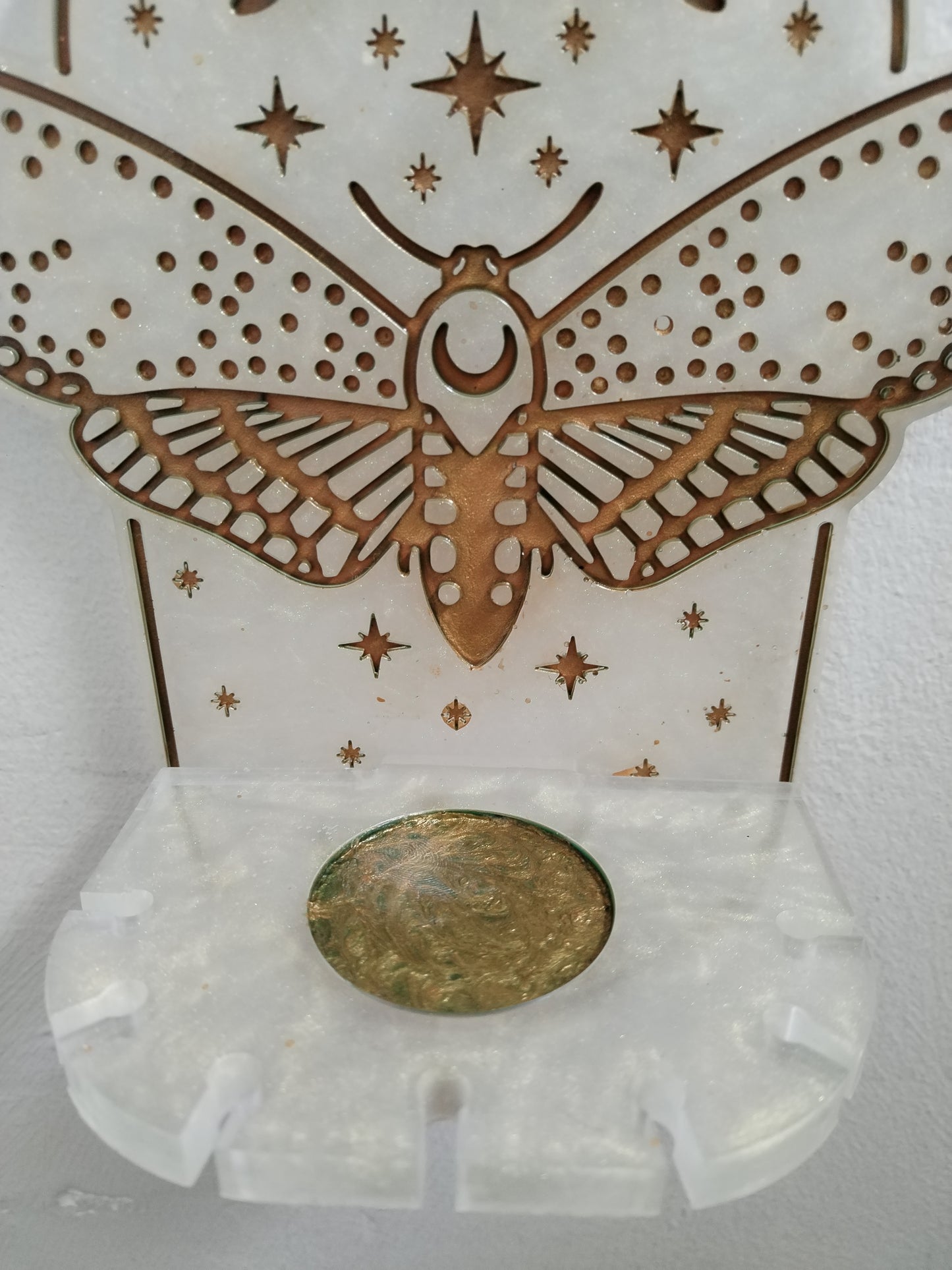 Moon Phase Moth Candle Holder/Holy Water Holder