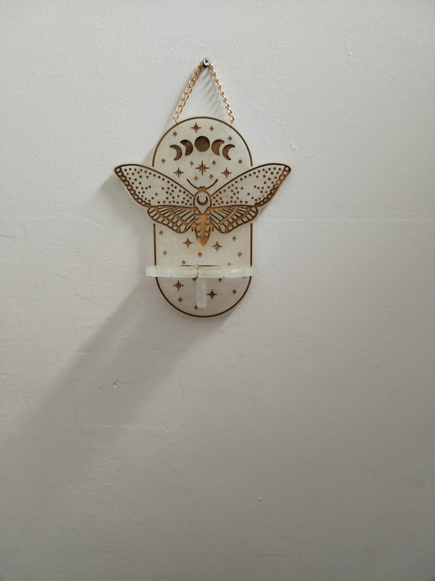 Moon Phase Moth Candle Holder/Holy Water Holder