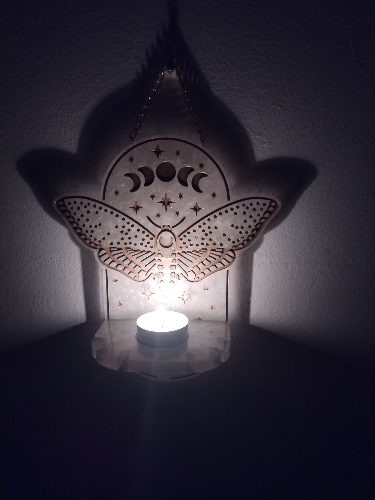 Moon Phase Moth Candle Holder/Holy Water Holder