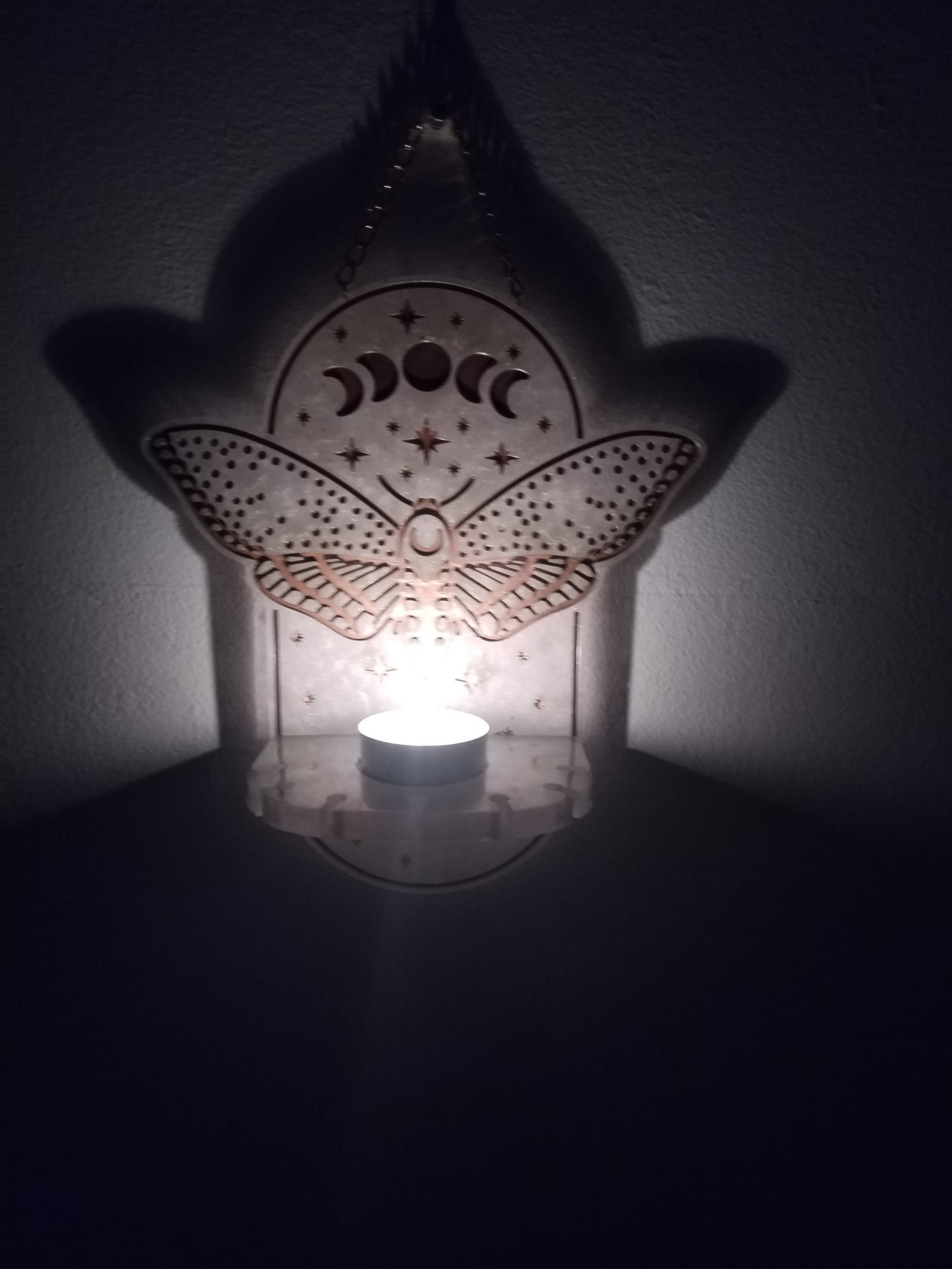 Moon Phase Moth Candle Holder/Holy Water Holder