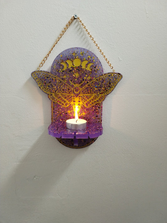 Moon Phase Moth Candle Holder/Holy Water Holder