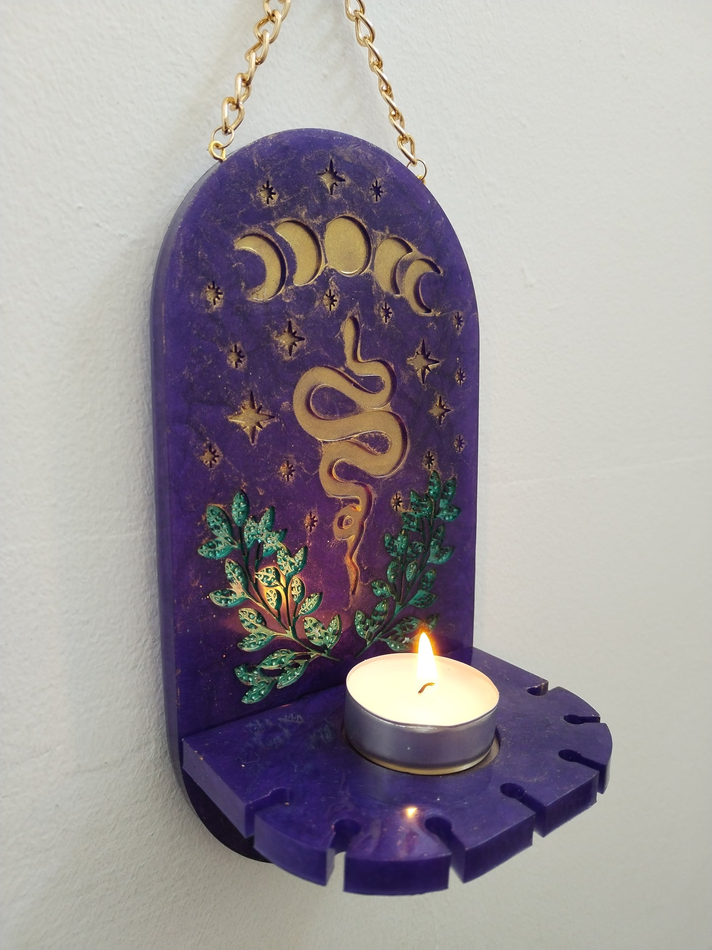 Moon Phase Serpent Candle Holder/Holy Water Holder